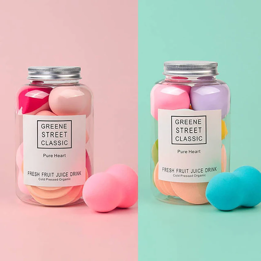 10 Cái/bộ Nhiều Màu Sắc Đựng Mỹ Phẩm Bông Phấn Nền Trang Điểm BB Kem Xốp Bông Đánh Phấn, Chuyên Viên Trang Điểm Chuyên Nghiệp Rung Với Lưu Trữ Bình