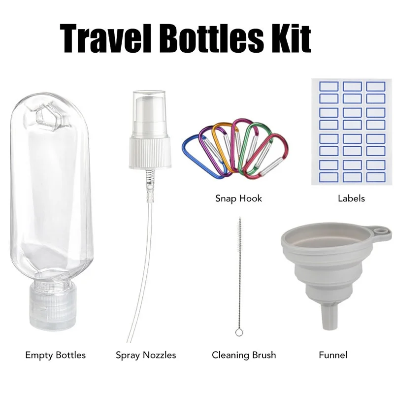 8PCS/11PCS/13PCS Travel Hook Bottle 50ml Disinfecting Hand Sanitizer Dispensing Bottle Portable Flip Cap Bottle