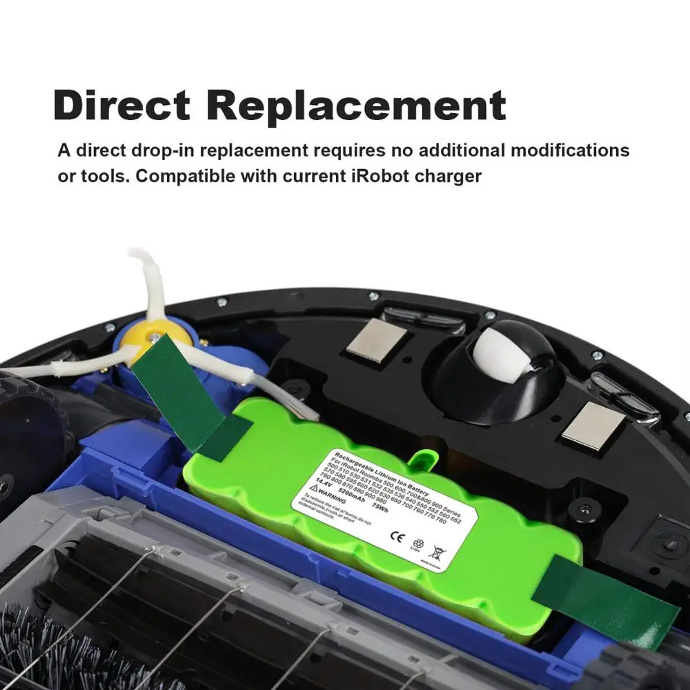 6.4Ah 14.4V بطارية ليثيوم أيون ل اي روبوت رومبا 500 600 700 800 سلسلة 530 560 580 620 630 650 760 770 780 790 870 880 scooba L50
