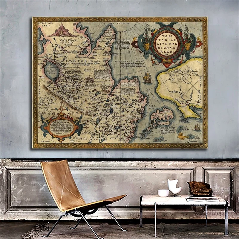 Retro obraz na płótnie 84*59cm dekoracyjna mapa ścienna plakat artystyczny bez ramki wydruki i zdjęcia sypialnia salon Home Decor