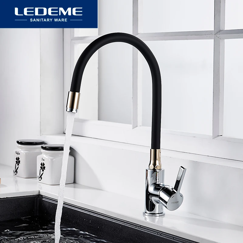 LEDEME النحاس المطبخ الحنفيات الساخن والبارد و صنابير مياه الكروم حوض بالوعة مربع الحنفية خلاطات صنبور المطبخ L4898