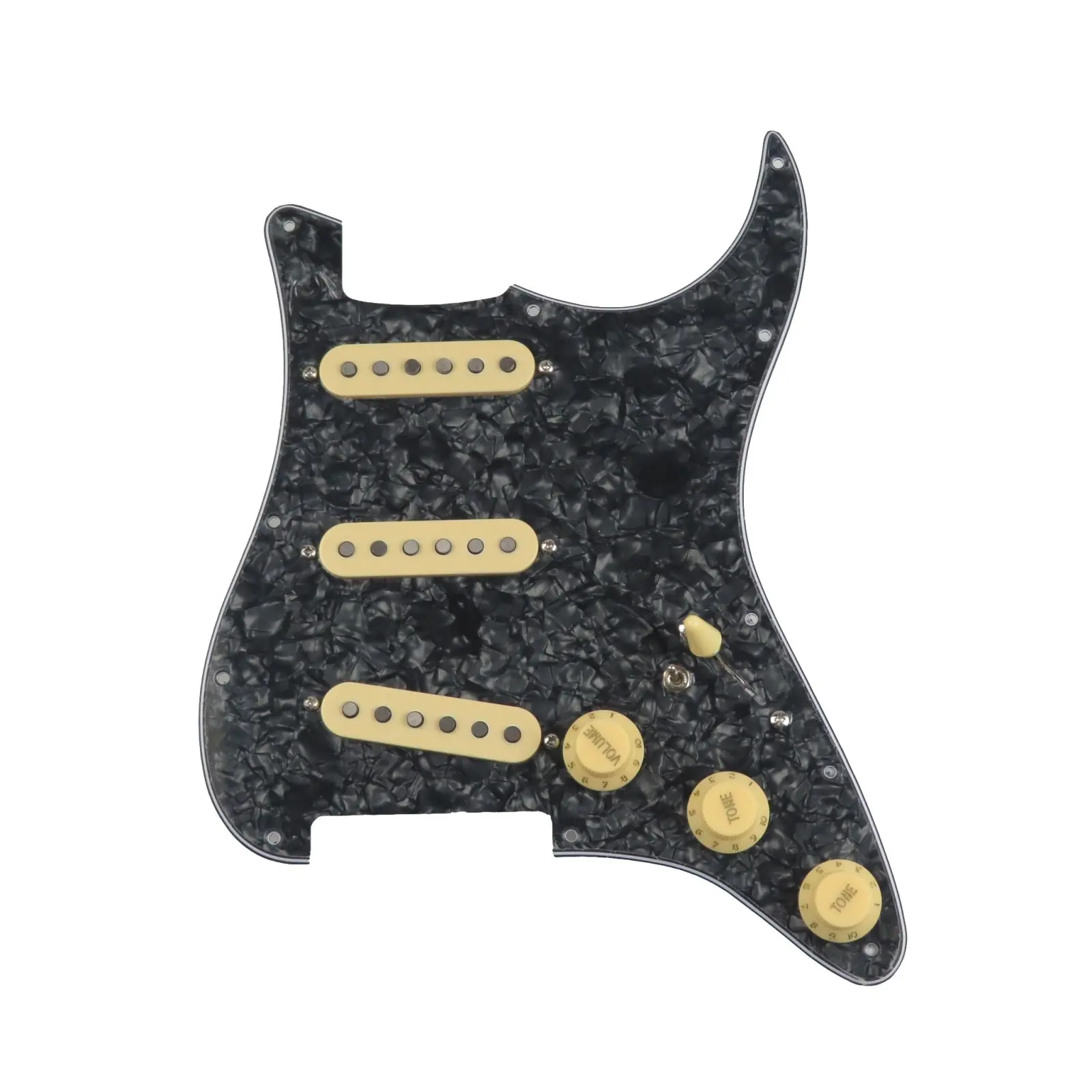 

Loaded Pickguard Pickups Guitar Alnico 5 Pickups SSS Single Coils Pickups /Yellow Pickup Covers Set