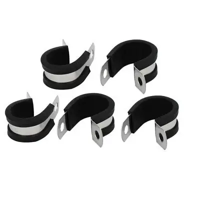 18mm Dia EPDM Rubber Lined P Clips Cable Hose Pipe Clamps Holder 5pcs