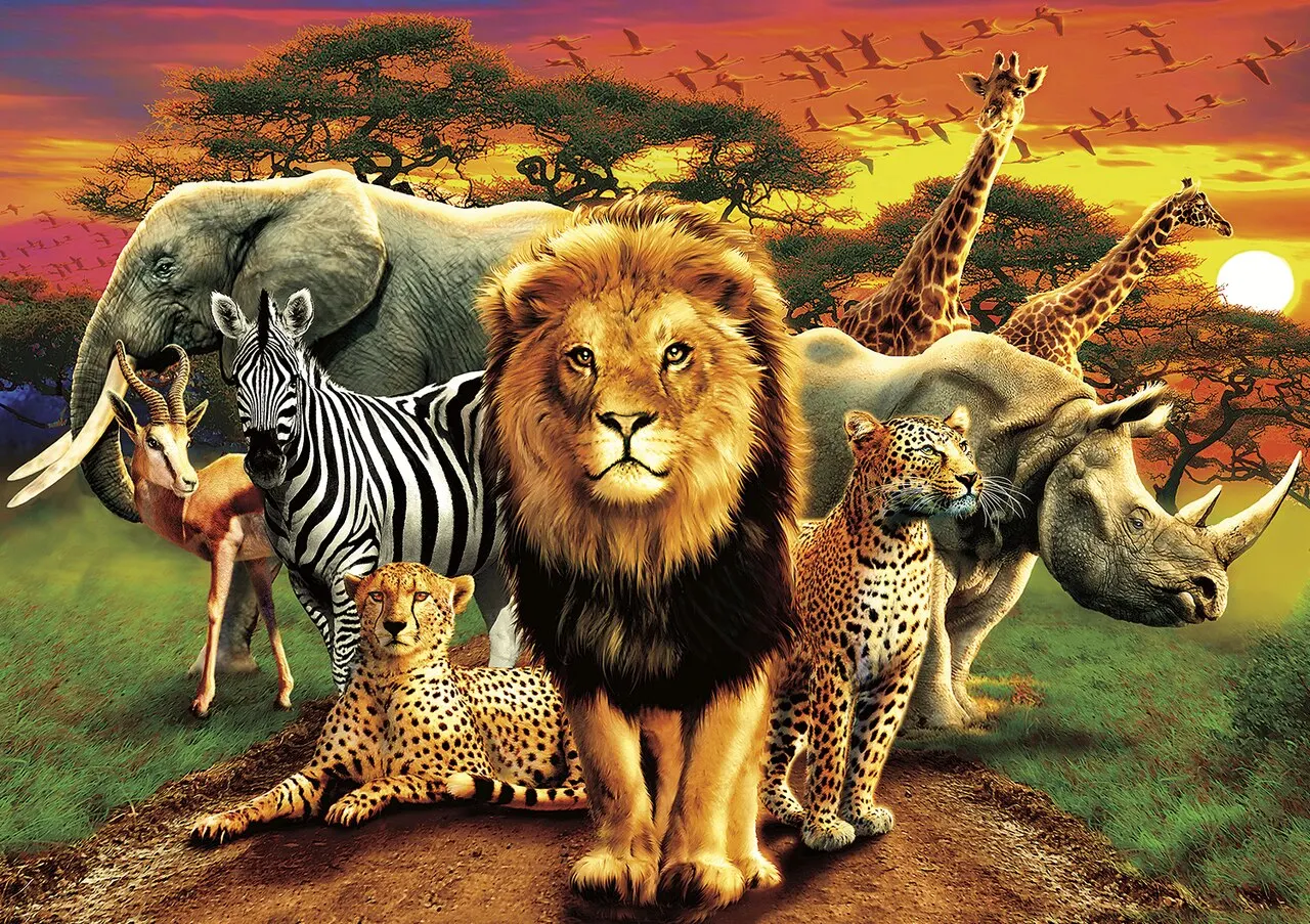 JOHNSON African Safari Beasts Animal Elephant Giraffe Lion Zebra Leopard Forest backdrops Computer print party background