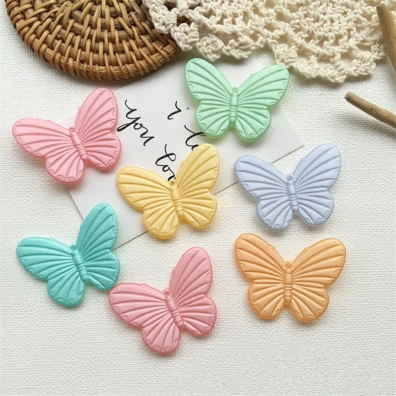 

New style 50pcs/lot color Rubber paint animals cartoon matte butterfly shape resin beads diy jewelry earring/garment accessory