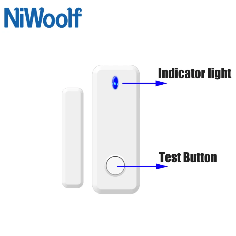 NIWOOLF-433MHz 무선 도어 열림 닫힘 감지기, 양방향 도어 접촉 감지기, 집 도난 경보 시스템을 위한 메그넷 센서