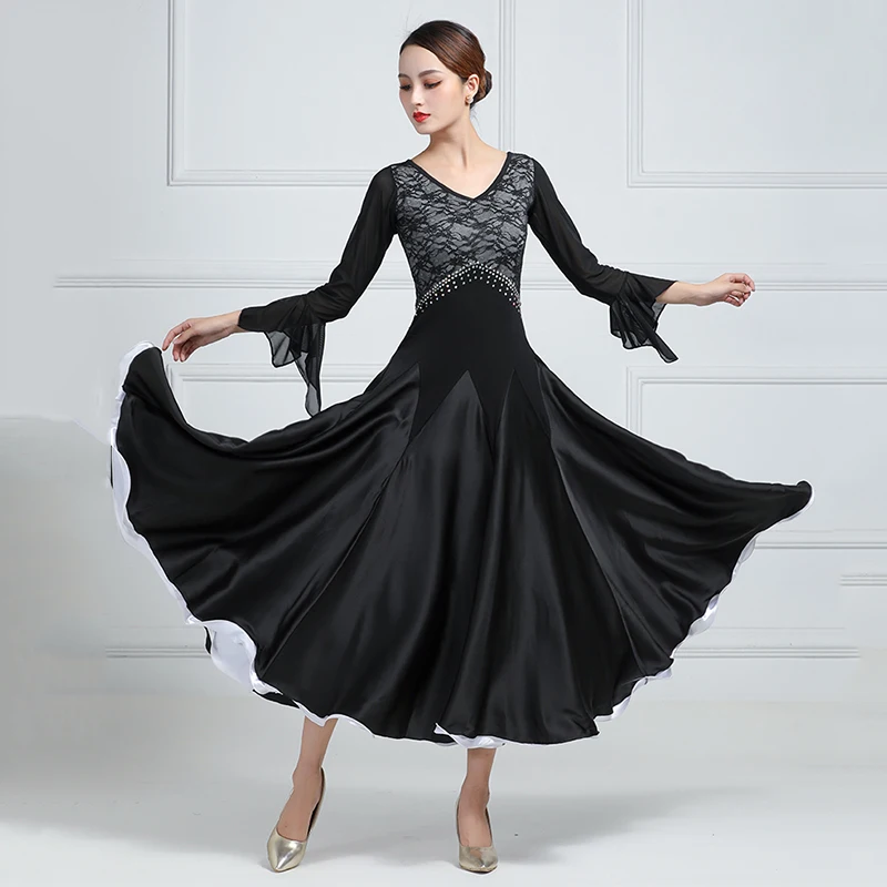 Ballroom Dance Dress Women Competition Modern Tango Costumes  V-neck Standard Waltz Party Performance Clothes Stage Dancewear