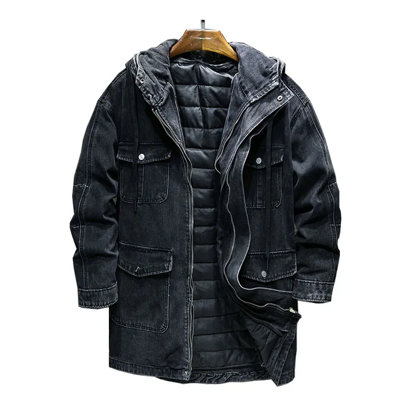 Mcikkny Men Winter Warm Denim Jackets Plush Lined Thermal Outwear Coats For Male Parka Size L-XXXL Windbreak