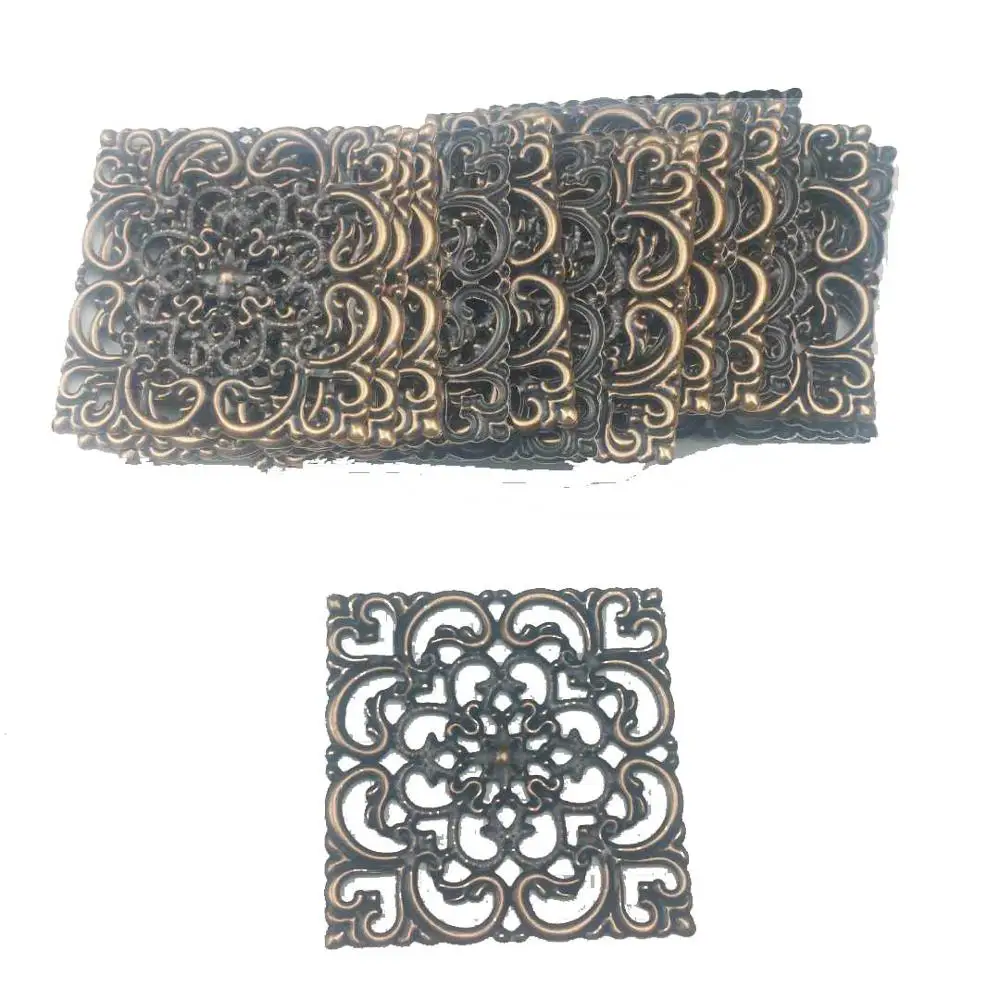 

20Pcs Antique Copper Metal Filigree Wraps Connectors Metal Crafts Gift Decoration DIY