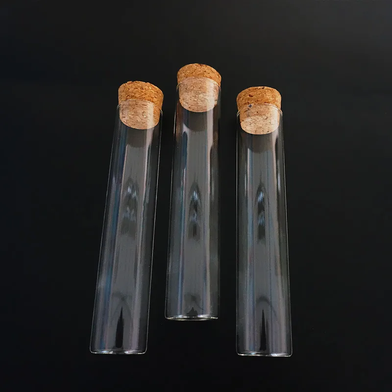 5pcs/set 30x150mm Unique Transparent Lab Glass Test Tube With Cork Stoppers Flat Bottom Labware Supplies