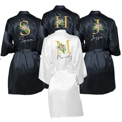 Wedding Dressing Gown Personalised Names BRIDE&Bridesmaid Satin Custom Robes for Gifts Mother of Bride/Groom Squad Personalized