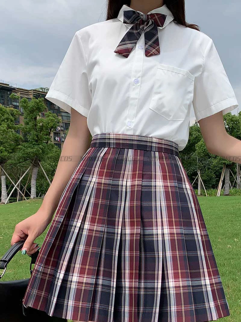 [Linear algebra] Girl's Summer Short/Long High Waist Pleated Skirts Plaid Skirts Women Dress For JK School Uniform Students