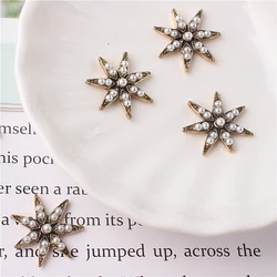 5Pcs Rhinestone Pearl Flower Plate Diamond Button Jewelry Scarf  For Hair Accessories Sewing Decorative Clothing Coat Buttons