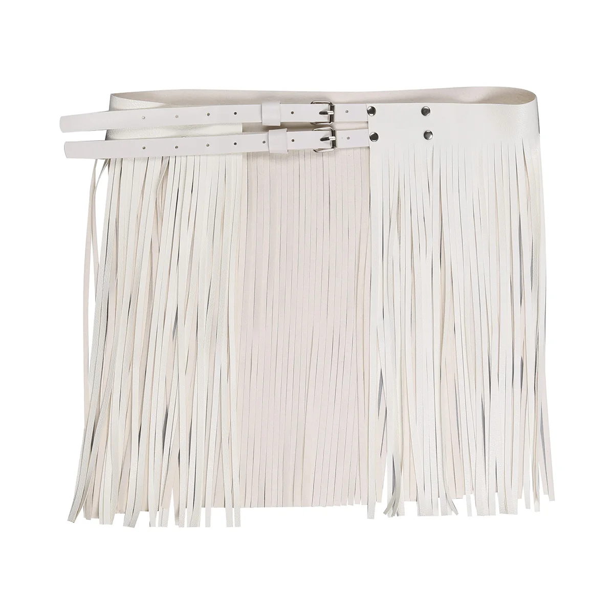 Women Leather Tassel Skirt Belt Adjustable Faux Leather Waistband Fringe Skirt Dance Accessories