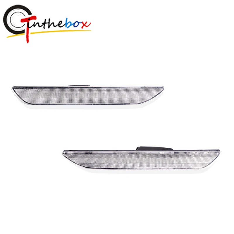 Gtinthebox Smoked / Clear Lens Car Rear Bumper Reflector Side Marker Light Cover Housings For 2015-2018 Ford Mustang, No Bulb 