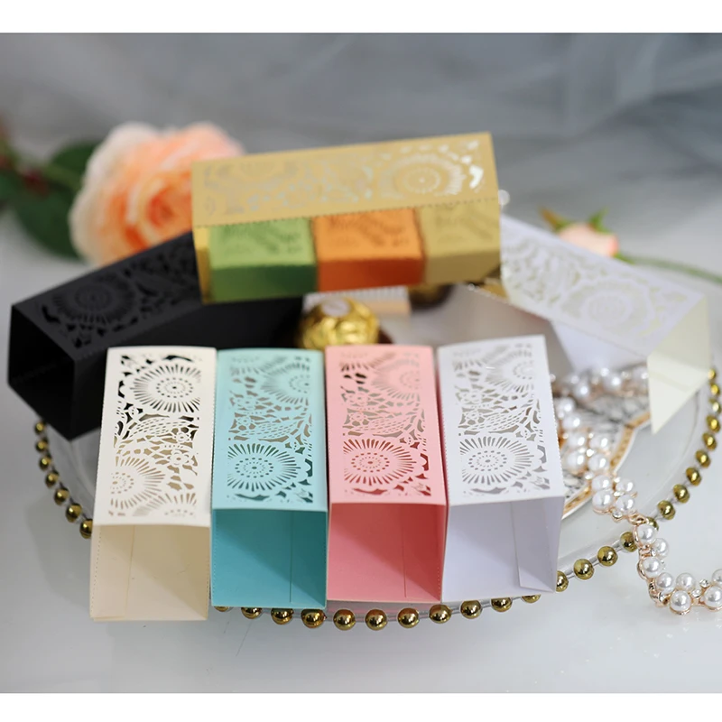 10/50/100pcs Hollow Flower Laser Cut Candy Box DIY Chocolate Favors Gift Boxes Kids Birthday Christmas Party Wedding Decoration