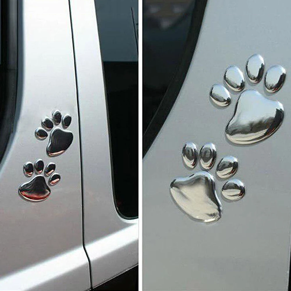 3D Mirror Car Stickers Cat Dog Footprint Puppy Claw Footprint Sticker Windshield Decals Bumper Car Window Door Decals 2Pcs