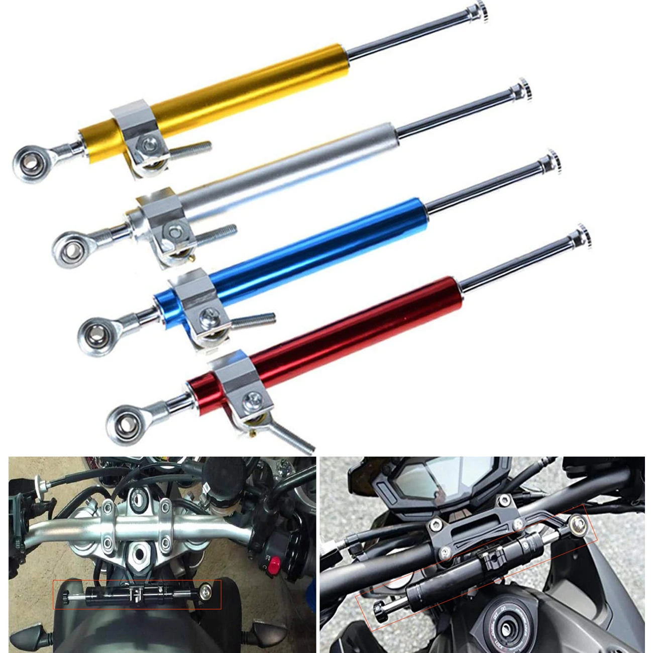 Universal 330MM Motorcycle Stabilizer Steering Damper Aluminum Alloy Motorbike Shock Absorber Safety Control Direction Damper