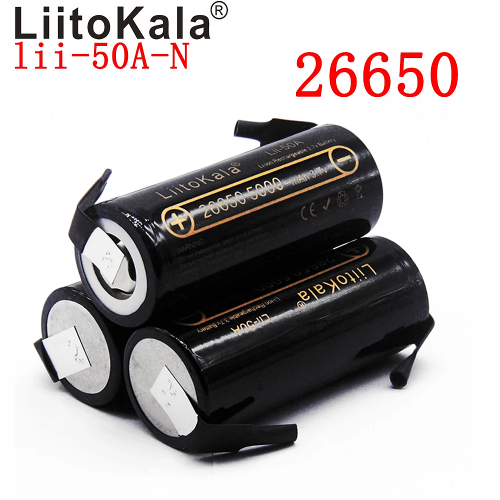 LiitoKala lii-50A-N 26650 5000mah bateria litowa 3.7V 5000mAh 26650 akumulator 26650-50A nadaje się do flashligh nowy