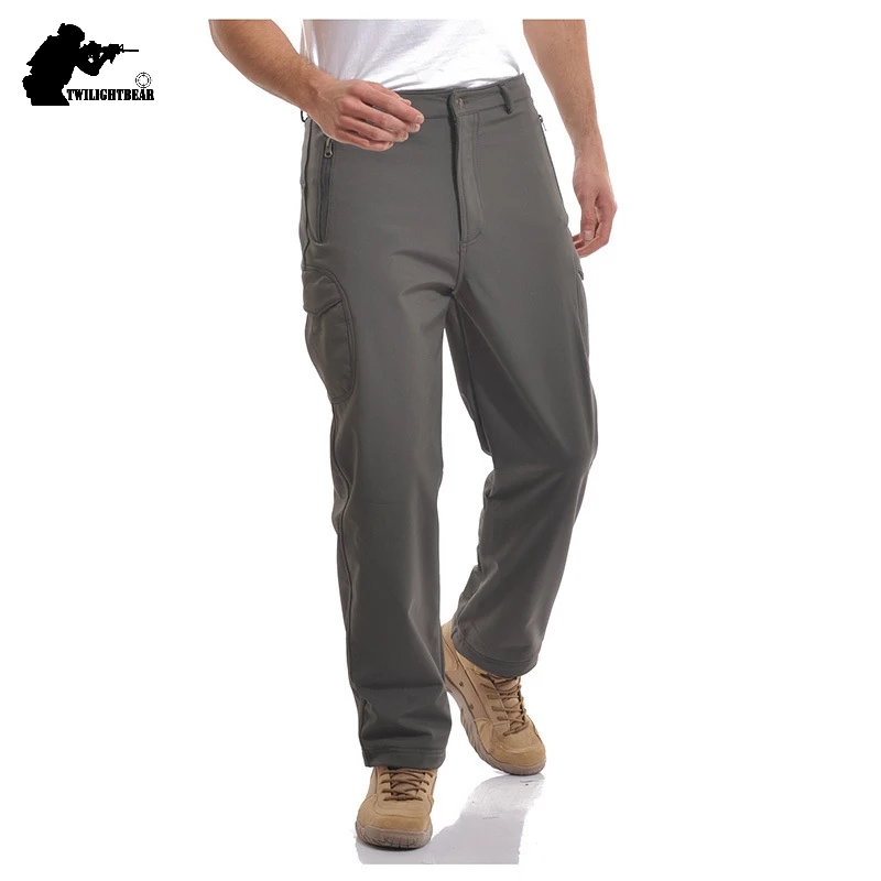 SoftShell Men's Pants Waterproof Multiple Pockets Camo Hunting Pant Airsoft Fleece Cargo Pant Men Clothing Camping Pants AF005