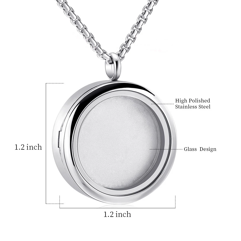 Memorial Urn Pendant For Women Men Necklace Glass Cremation Jewelry For Ashes Of Loved One Engravable Stainless Steel Keepskae