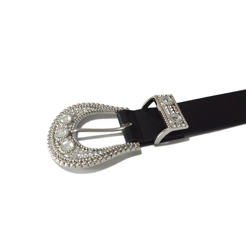 حجر الراين مشبك حزام جديد 4 سنتيمتر واسعة الشرير الأزياء حزام كبير الماس دبوس مشبك أسود الفضة مشبك الإناث الزفاف حزام BG-1584