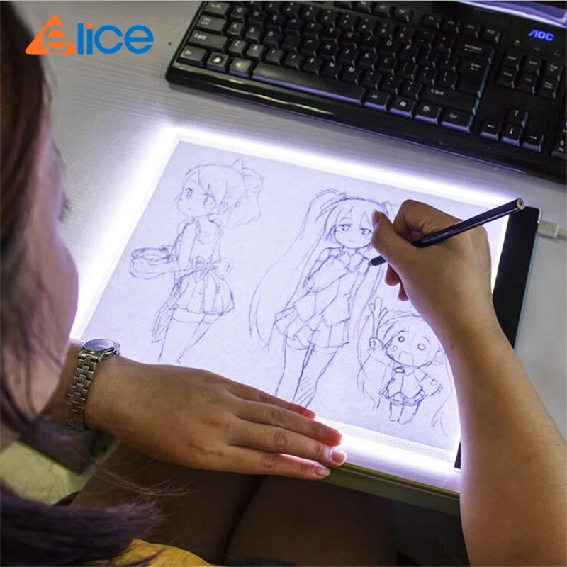 Elice USB Powered Ultra-thin LED Drawing Board Pad Animation Tracing Light Box led light pad Lightbox Tablet 3 level Dimming