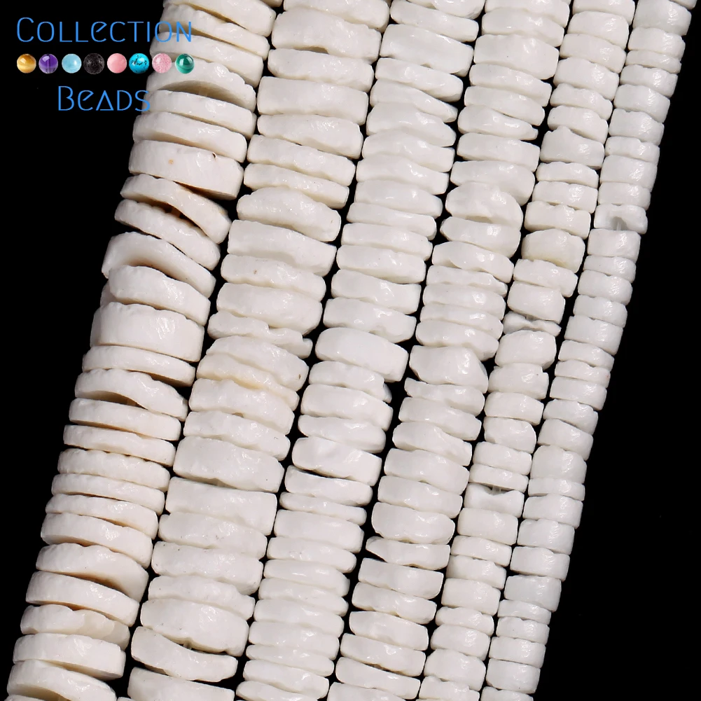 Imagen 4: Cuentas de concha blanca Natural, cuentas espaciadoras de forma redonda de concha marina para fabricación de joyería, accesorios para collar y pulsera DIY hechos a mano de 16
