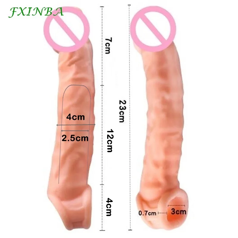 FXINBA Large Penis Extender Sleeve Reusable Comdom Delay Ejaculation Penis Sleeve Dick Male Dildo Enlargers Sex Toys For Men