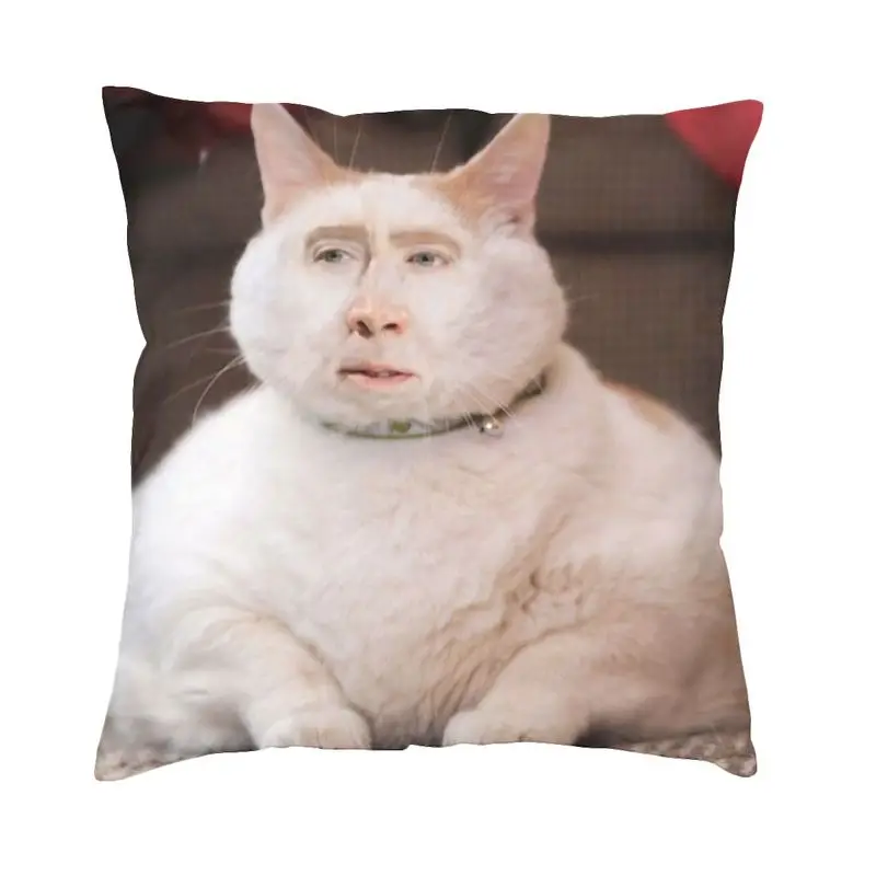 Nicolas Cage Cat Meme Throw Pillow Case Bedroom Sofa Decoration Nordic Cushion Cover Decoration Salon Square Pillowcase Printing