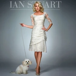 Knee Length Mother Of The Bride Dresses A-line Scoop Half Sleeves Appliques Short Groom Mother Dresses For Wedding Customized