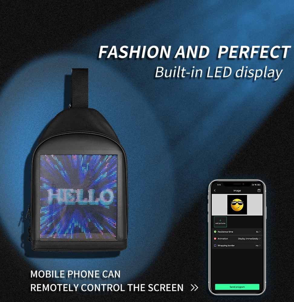 LED Display Backpack Advertising Light Led Display DIY Dynamic City Backpack Walking Billboard Shoulder Bags WiFi APP Version