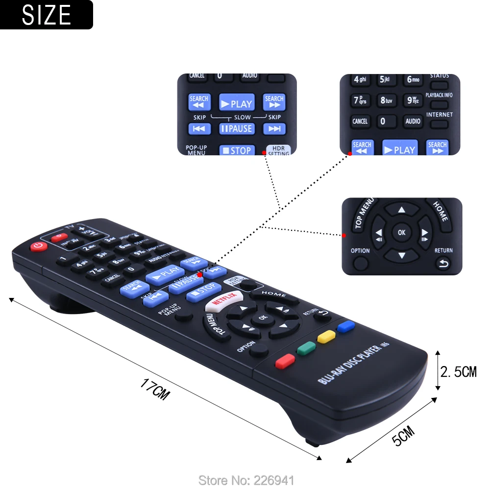 N2QAYB001147เปลี่ยนรีโมทคอนโทรลสำหรับ Panasonic Blu-Ray Disc Player DMP-UB300 UB310 UB314 UB390 UB400 UB404 UB820 UB824 DP-UB420