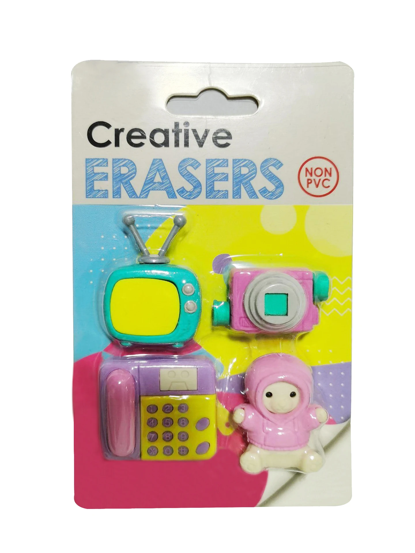 TV Doll Telephone Camera Shaped Eraser for Personal Collection Fans Magic Toy Eraser European School Eraser Magic Stationery 4pc