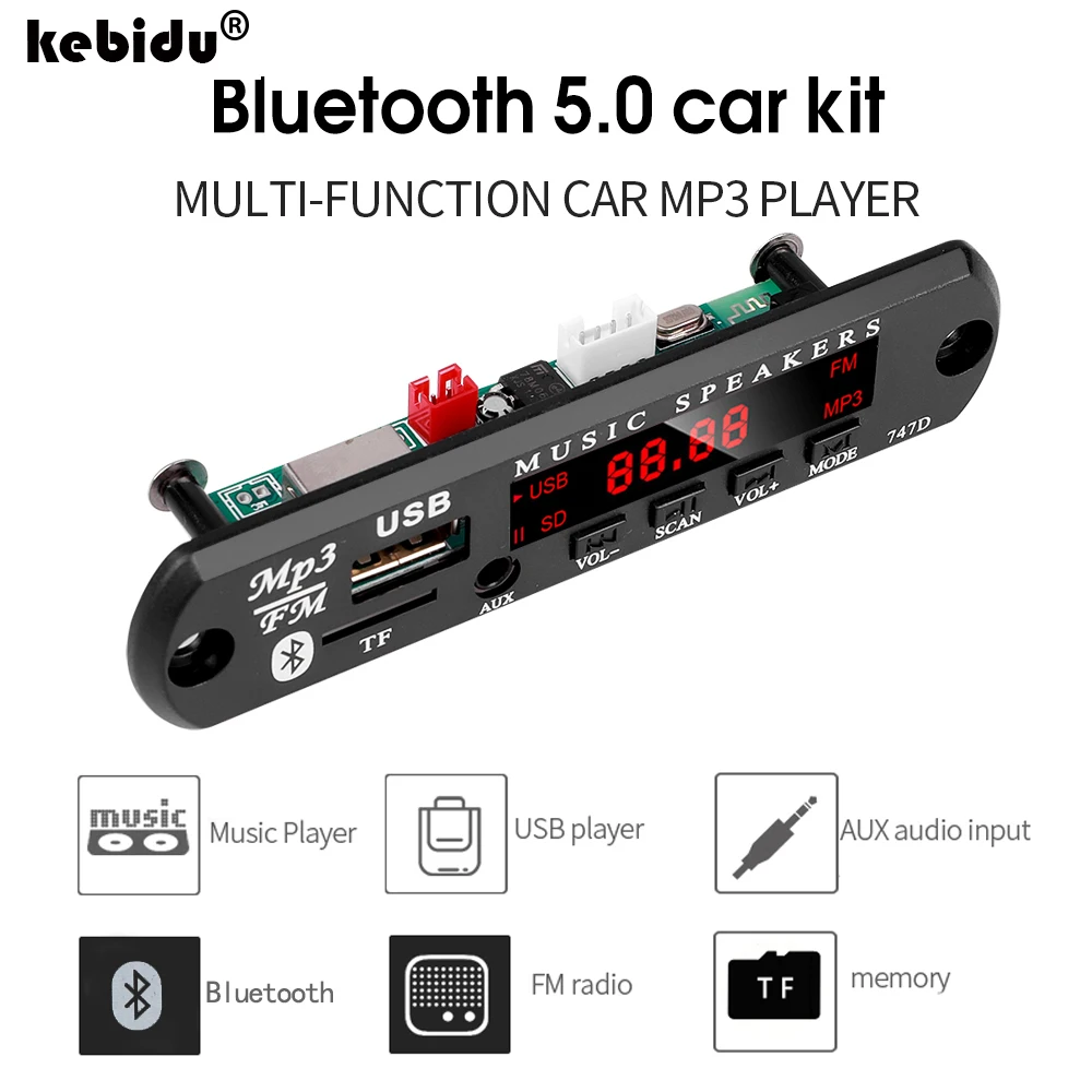 kebidu AUX 3.5MM MP3 Module Decoder Board 9V-12V DC TF FM Radio Audio MP3 Player USB Power Supply For Car Remote Music Speaker