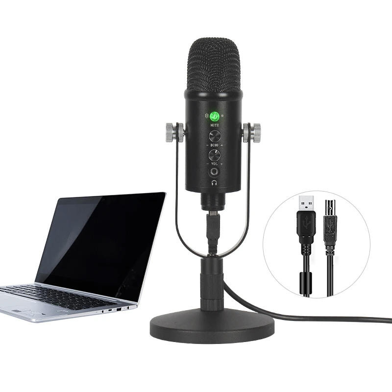 

USB Microphone For Laptop PC Computer For Recording Streaming Twitch Voice Game Podcasting For Youtube Skype With Cast Iron Base