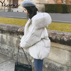 Winter Harajuku Hooded Loose Zipper Jacket Women Thicken Warm Long Sleeve Fashion Parka Solid Oversize Korean Solid Coats Female