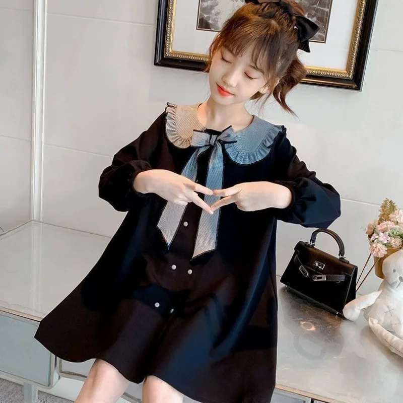 Girl Dress Kids Baby Clothes 2021 Cool Spring Summer Long Sleeve Princess Casual Long Style School Uniform Dresses Children Clot