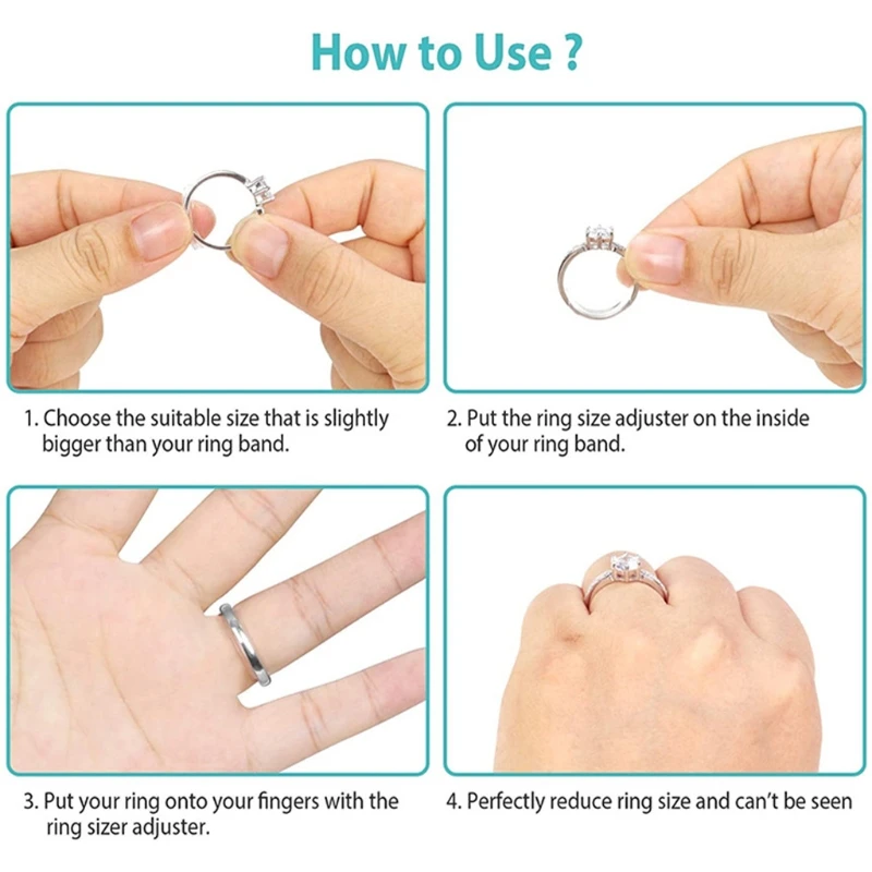 8 Sizes Silicone Invisible Clear Ring Size Adjuster Resizer Loose Rings Reducer Ring Sizer Fit Any Rings Jewelry Tools