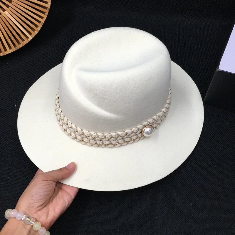 Europe and the United States new winter Abnormity cap elegant pearl white wool hats for men and women fashion