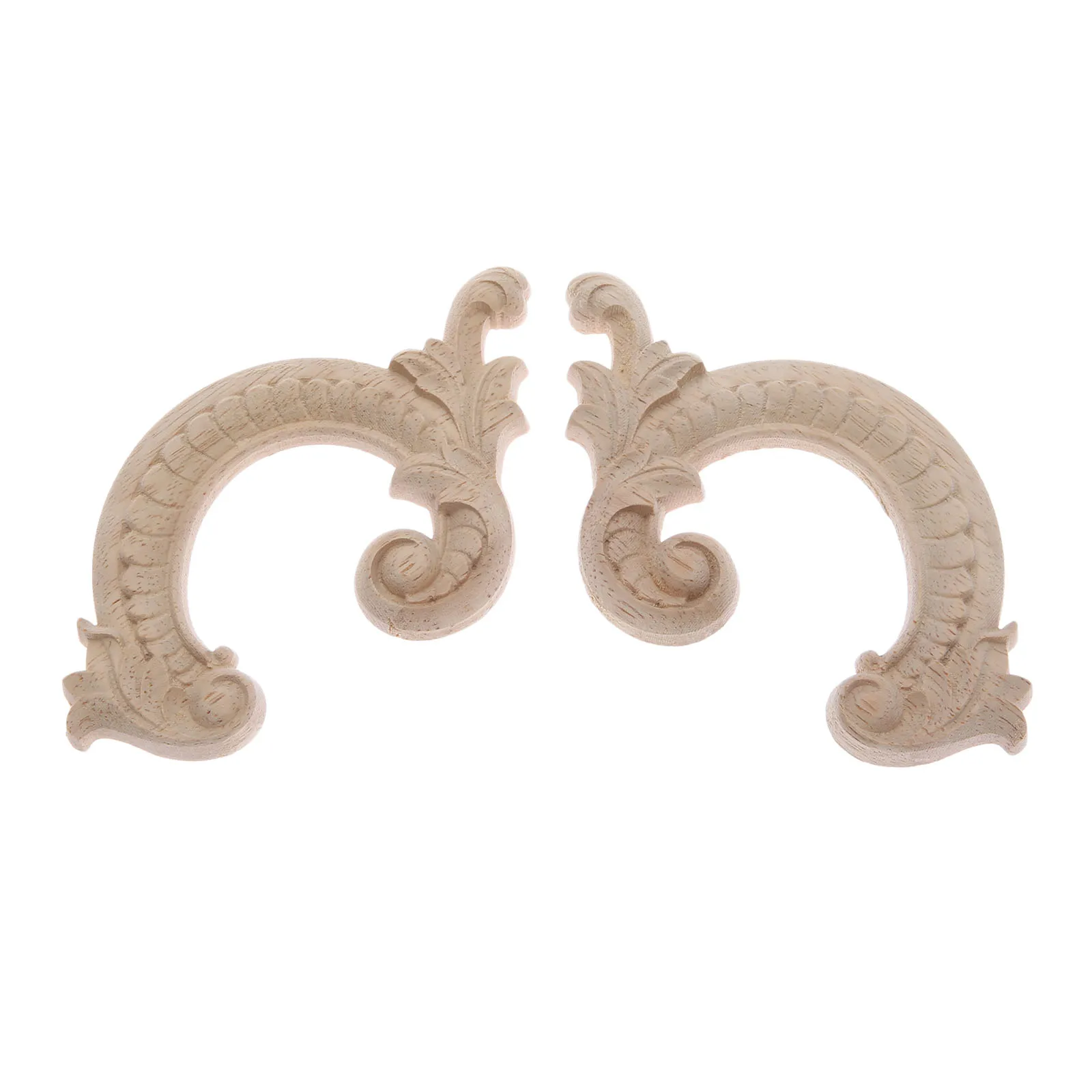 2pc Unpainted Woodcarving Decal Corner Applique Frame For Home Furniture Cabinet Door Decorative Wooden Miniature Craft 14*8cm