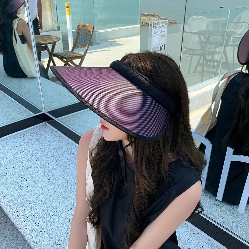 2021 WOMEN color-changing anti-ultraviolet summer sun hat all-match female summer sunscreen light cover face empty top hat