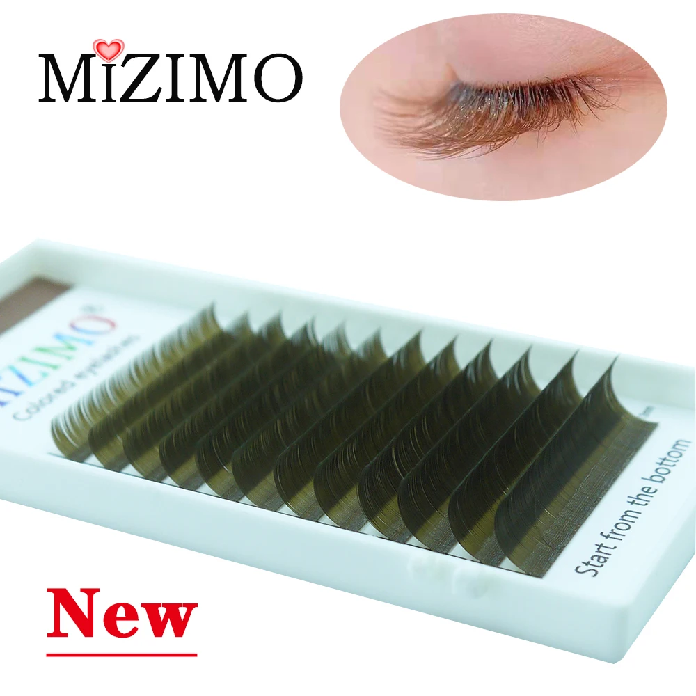 2021 New 12-row Grafted False Eyelashes 0.07/0.10 C/D Mixed Length (8-13mm) Caramel Color Natural Extension Soft Makeup Thick