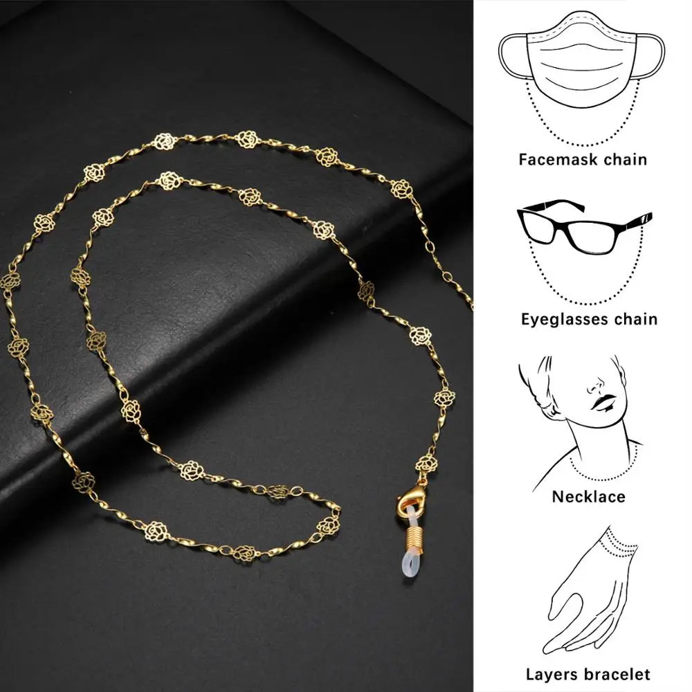 Skyrim Metal Glasses Chain Holder Gold Color Sunglasses Chains Lanyard for Eyeglasses Cord Neck Strap Mask Rope Gift for Women