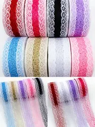 20 Yards 38MM Lace Ribbon White Edge DIY Handmade Material Headdress For Bows Christmas Wedding Decoration Bud Silk