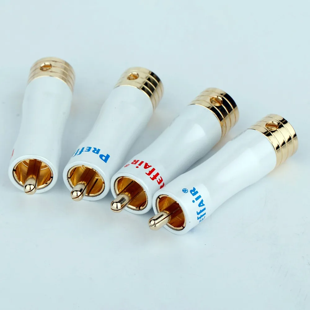 Preffair 4xR1704 RCA Male 플러그 오디오 비디오 인라인 잭 어댑터 금도금, RCA 플러그 솔더리스 RCA Male 플러그