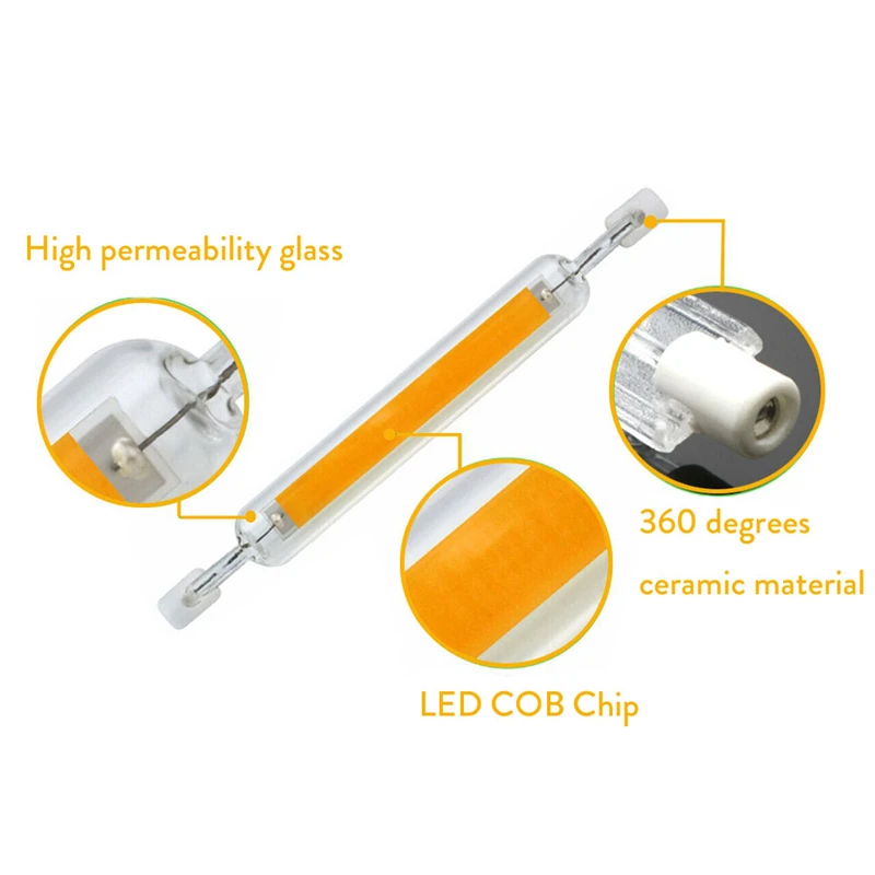 LED R7S Glass Tube COB Bulb 15W 30W 40W R7S Corn Lamp 78MM 118MM J78 J118 Replace Halogen Light 50W 90W AC 220V 230V Lampadas