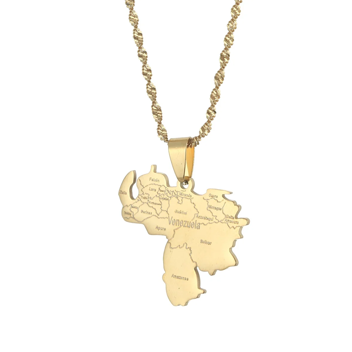 Venezuela Map Pendant Necklace for Women Gold Color Jewelry Venezuelan Item
