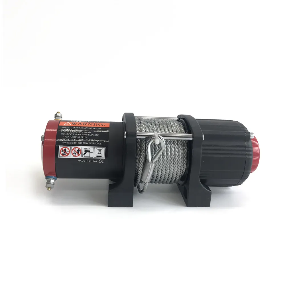 12v 4500lb電動ウインチリモートコントロールヘビーデューティを設定atvトレーラー高強度鋼電気ウインチ