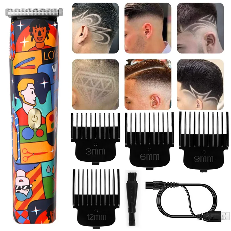 KM-5017H Cordless Fashion Graffiti Trimmer Men Zero Gapped Professional Hair Clipper Scrawl Finish Hair Cutting Machine